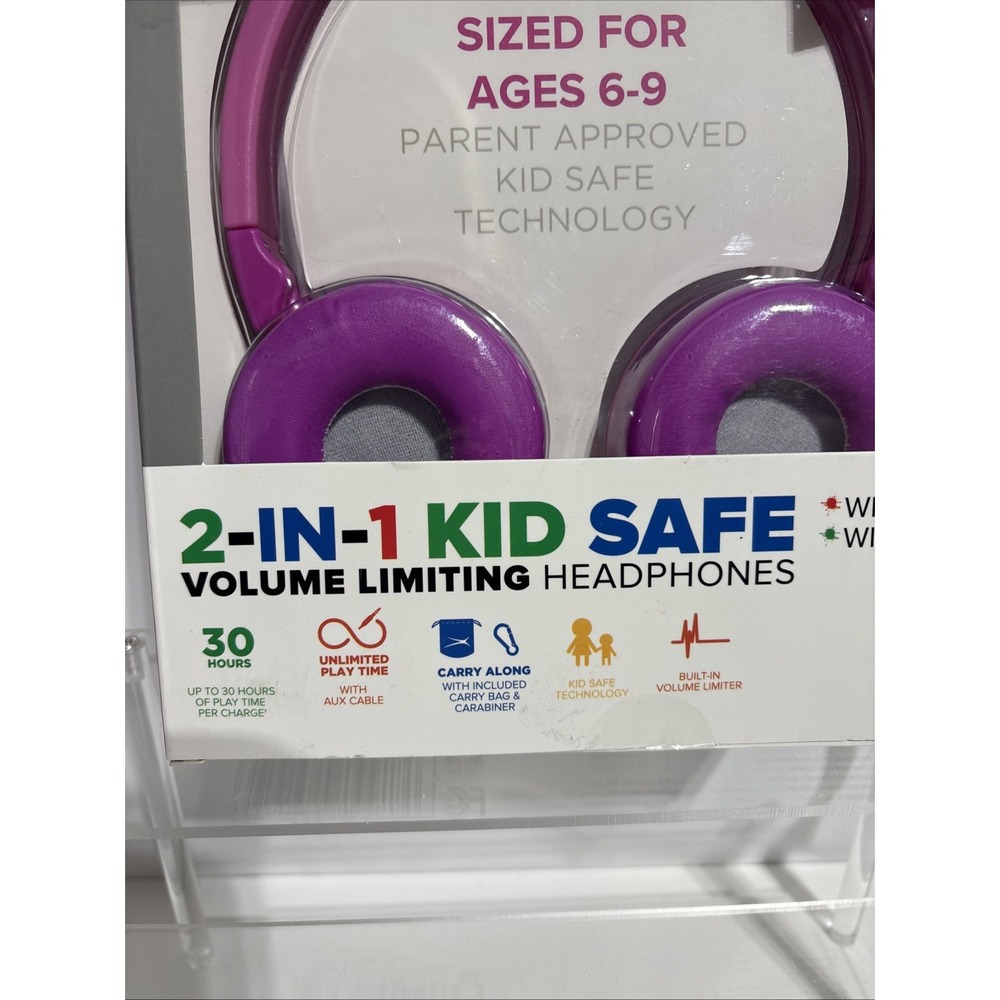 Altec Lansing Kid Safe 2-in-1 Bluetooth Wireless Headphones - Princess Pink - Picture 2 of 9